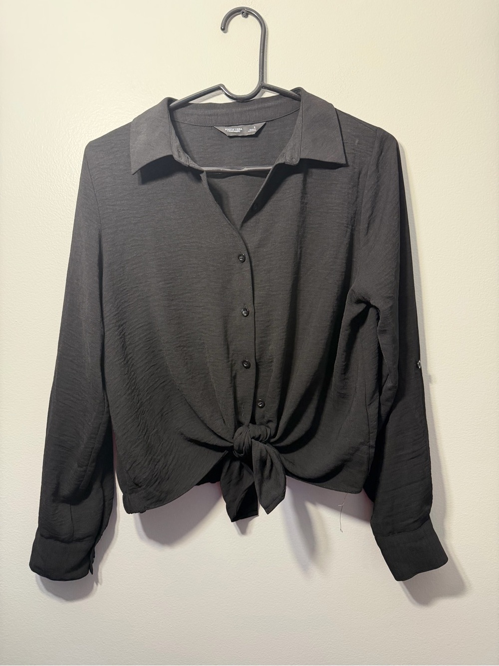 Simply Vera Vera Wang Black Tie-Front Button-Down Blouse